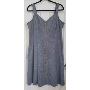 Modcloth Navy White Houndstooth Sleeveless Dress Plus 1X Button Accent